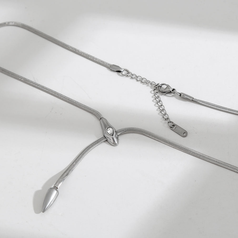 Necklace Four-Piece Set Water Drop Zircon Bolo Necklace Collection, Gold & Silver Options, Adjustable Lariat Snake Chain