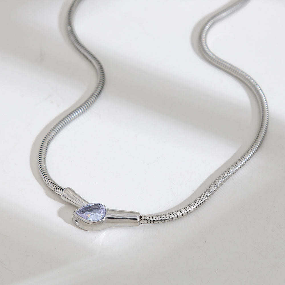 Necklace Four-Piece Set Water Drop Zircon Bolo Necklace Collection, Gold & Silver Options, Adjustable Lariat Snake Chain