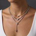 Necklace Four-Piece Set Water Drop Zircon Bolo Necklace Collection, Gold & Silver Options, Adjustable Lariat Snake Chain